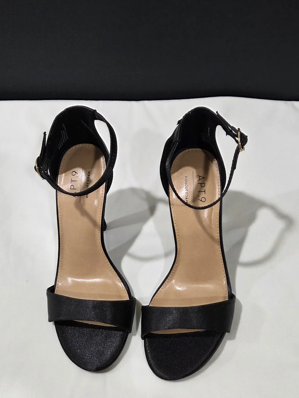Apt. 9 Black Satin Ankle-Strap Stiletto Sandals